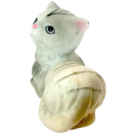 Vintage White Gray Tip Persian Blue Eye Kitten Bisque Porcelain 3" Figurine - Picture 3 of 10
